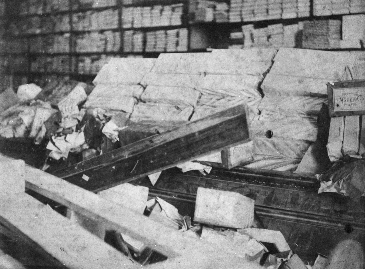 Flood damage at Rowney Bros. Booksellers, 1893