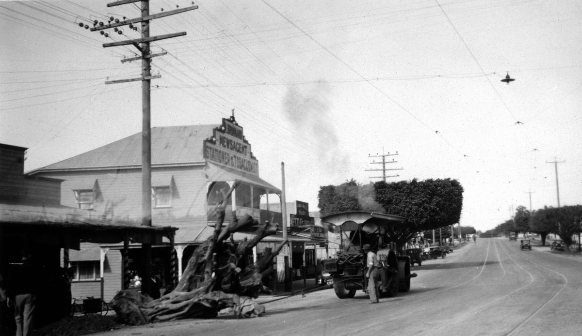 Removing a felled tree in Ipswich Road , Annerley, 1936