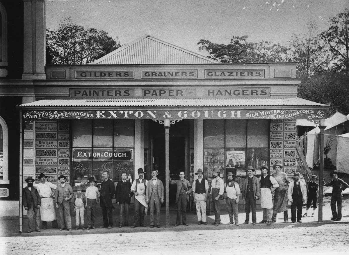 Exton & Gough Painters and Decorators shop at Petrie's Bight, Brisbane, 1884