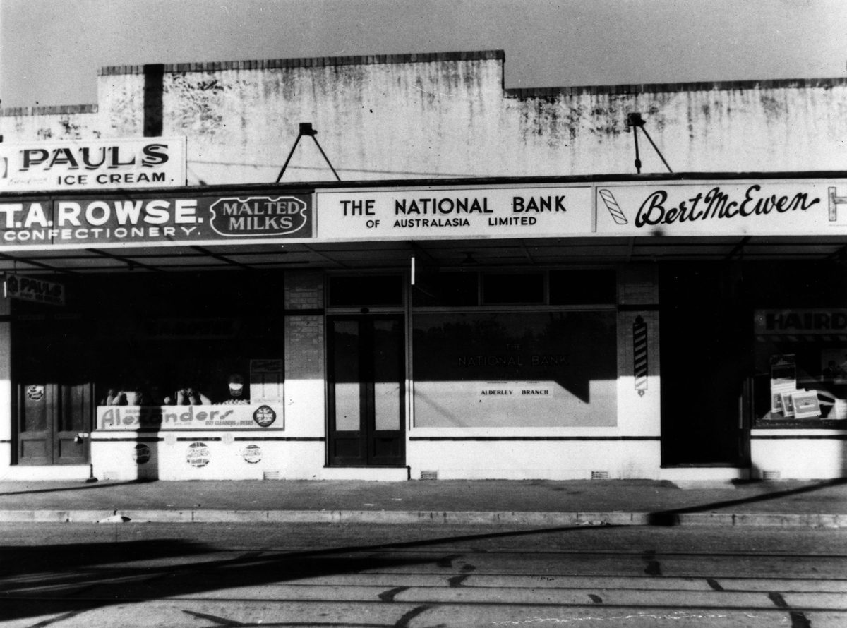 Some of the shops at Alderley in 1954.