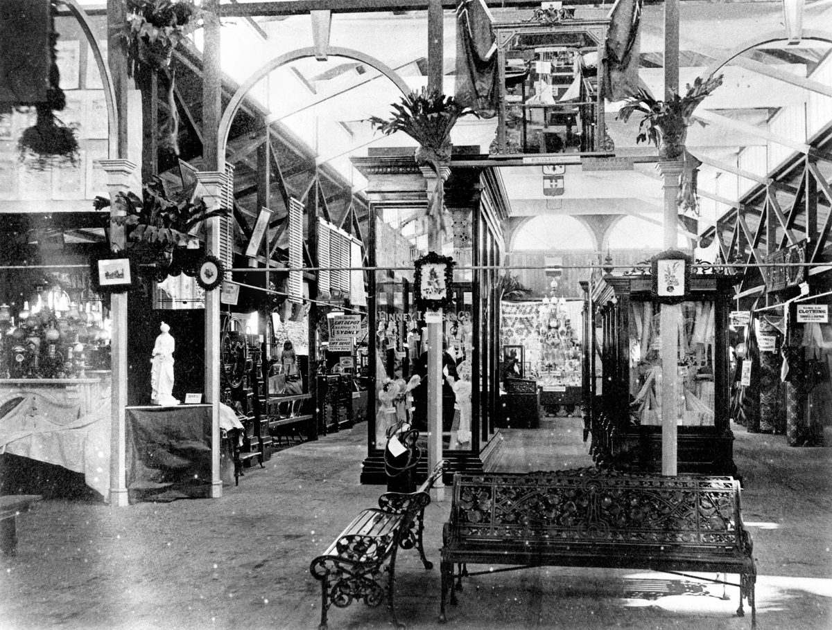 Displays in the main building of the second National Association Exhibition, 1877