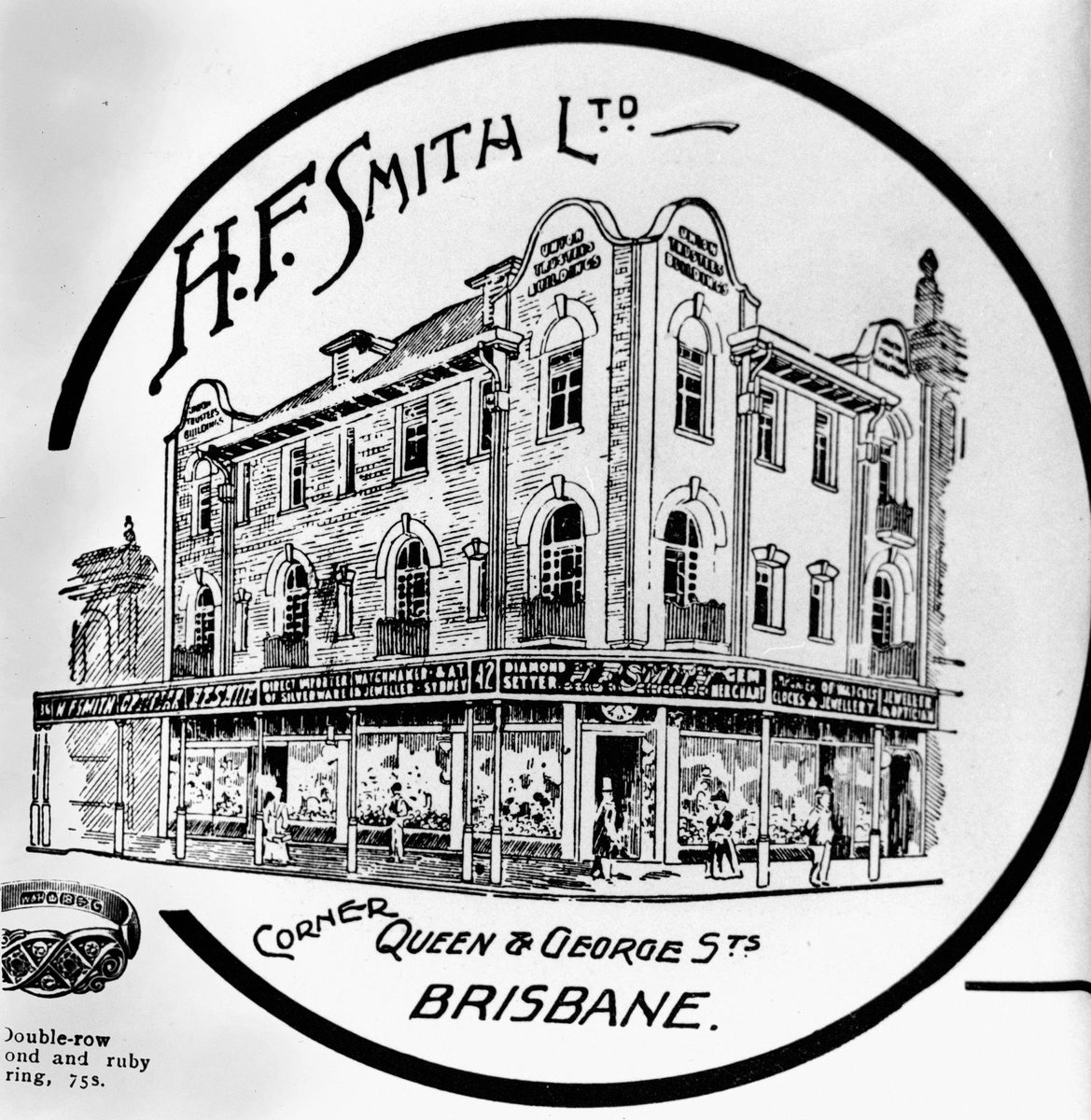 H. F. Smith Ltd. jewellery shop on the corner of Queen and George Streets in Brisbane, 1914