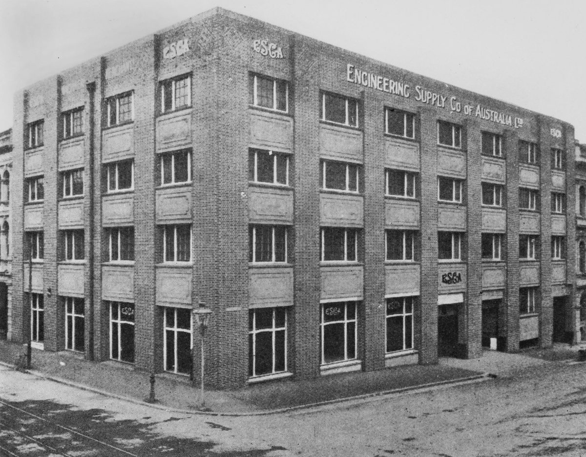 View of the Engineering Supply Co. of Australia Ltd. building on the corner of Edward and Charlotte Streets, Brisbane, 1915