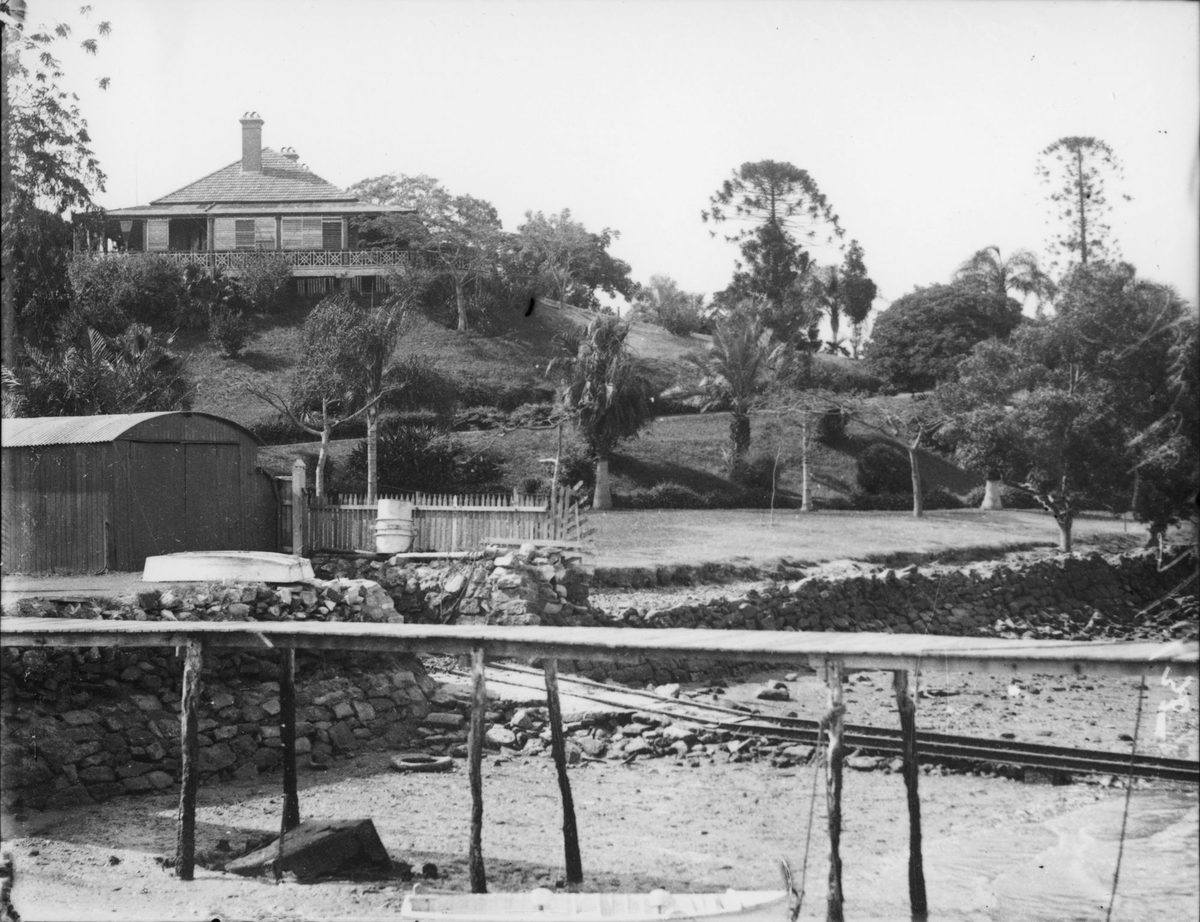 View of Newstead House from river bank and proposed Newstead Park wharves, 1935