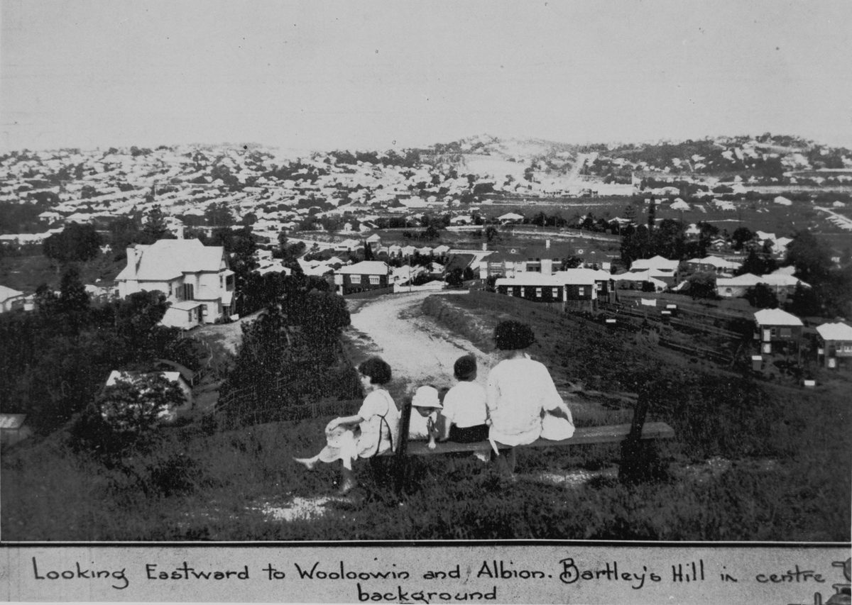 Enjoying the view from Eildon Hill, Windsor, Brisbane, 1925