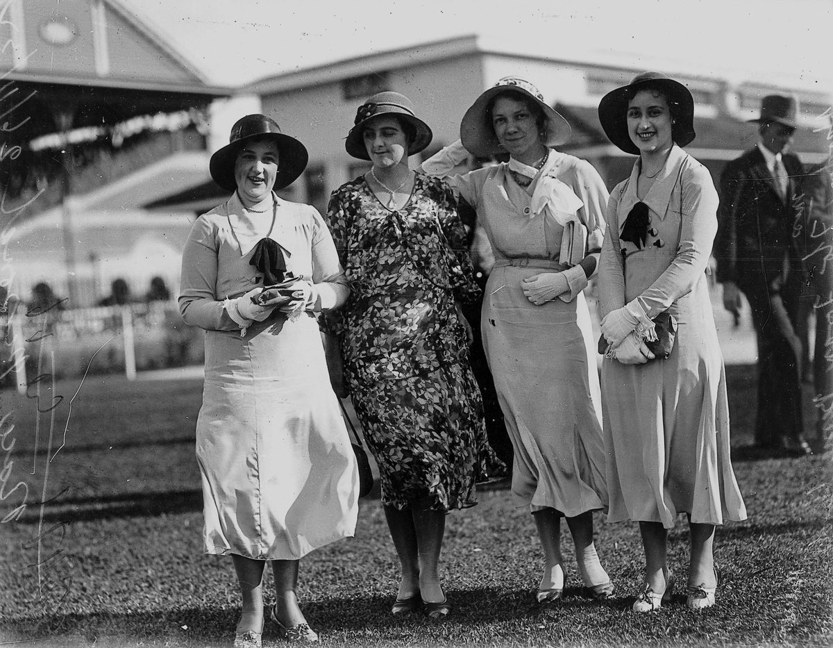 Happy quartet at the Ascot races, Brisbane, November 1932