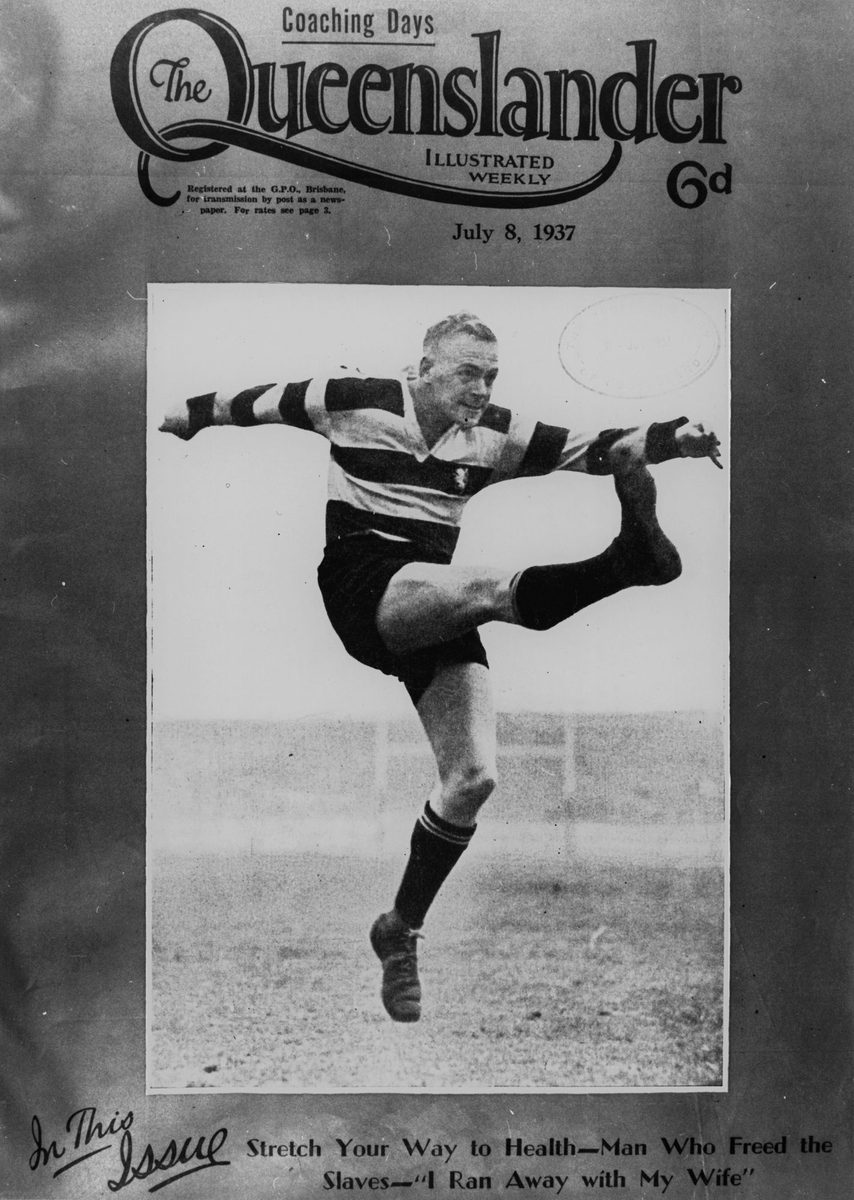 Front cover of The Queenslander showing an Australian Rugby Union footballer, July 1937