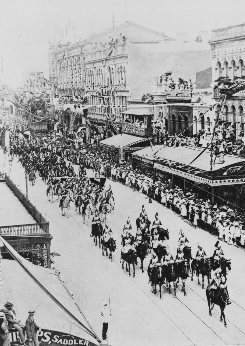 Military procession in Brisbane, 1901