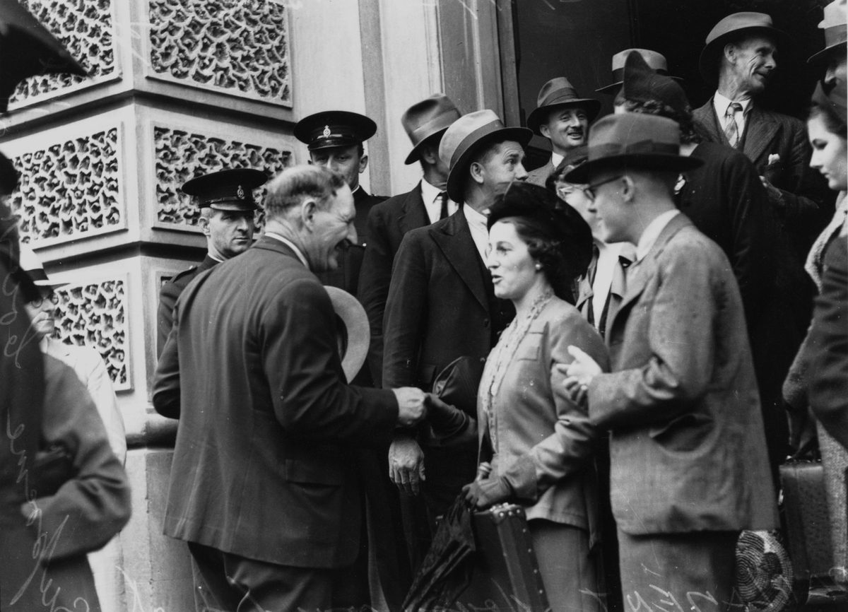 Parliament House raiders at Supreme Court after discharge, 1939