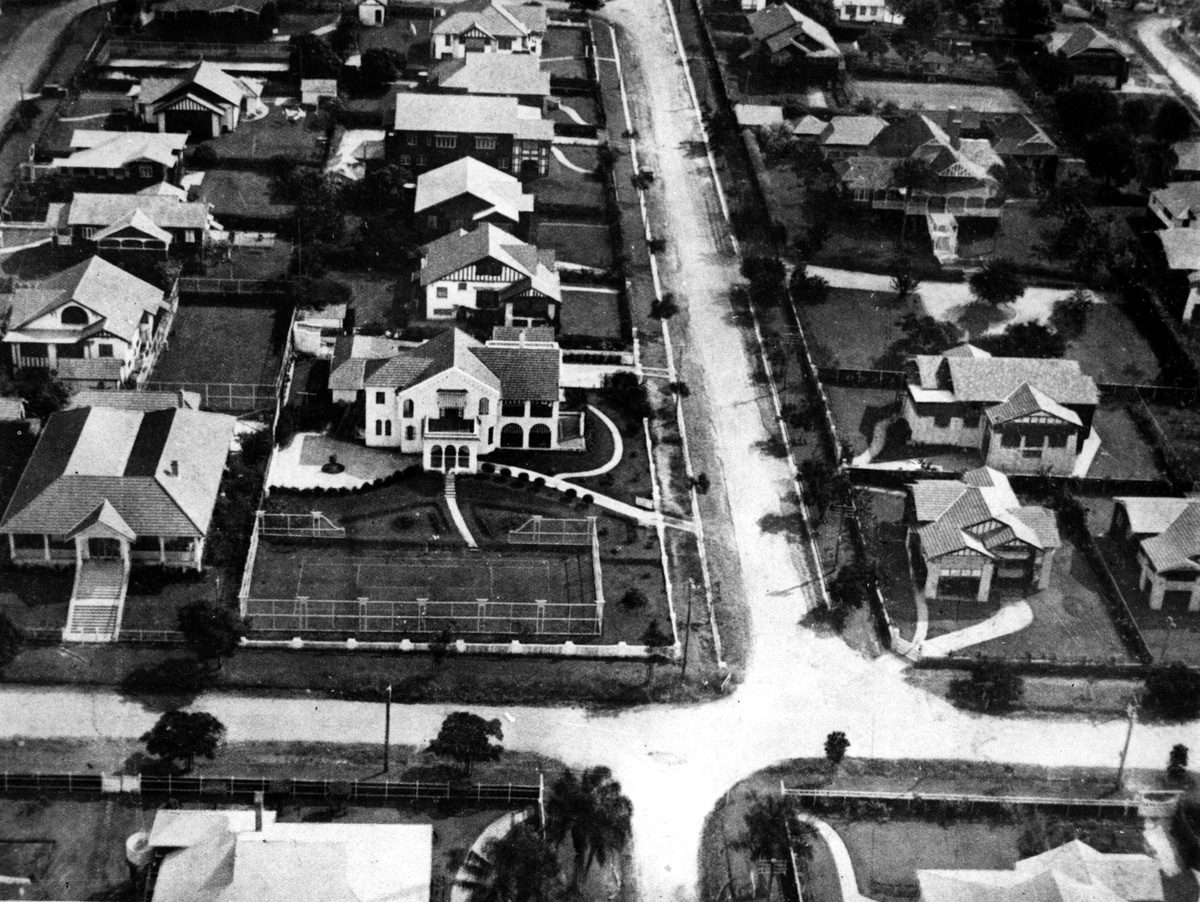 Aerial view of houses in Clayfield, Brisbane, 1930