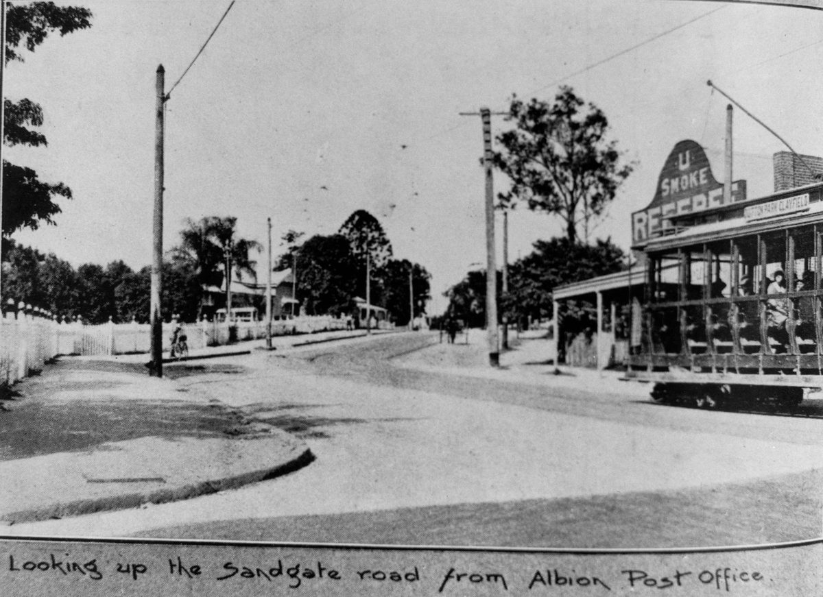 Looking up Sandgate Road from Albion Post Office in 1921
