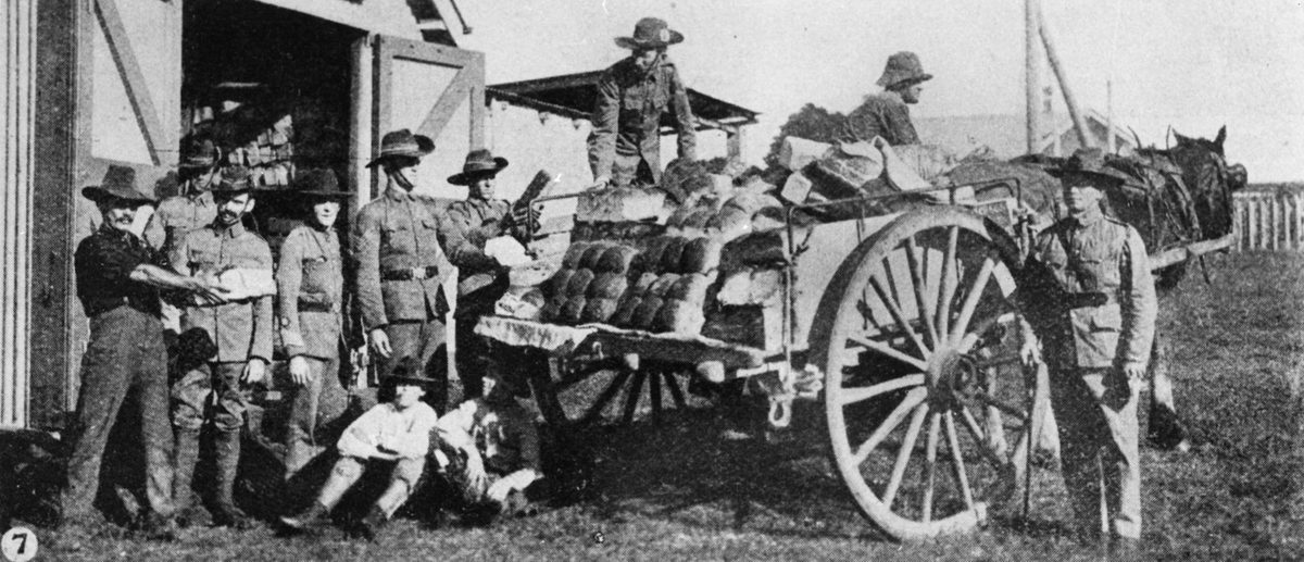 Army Service Corps receiving Camp Lytton's bread supply, Queensland, 1908