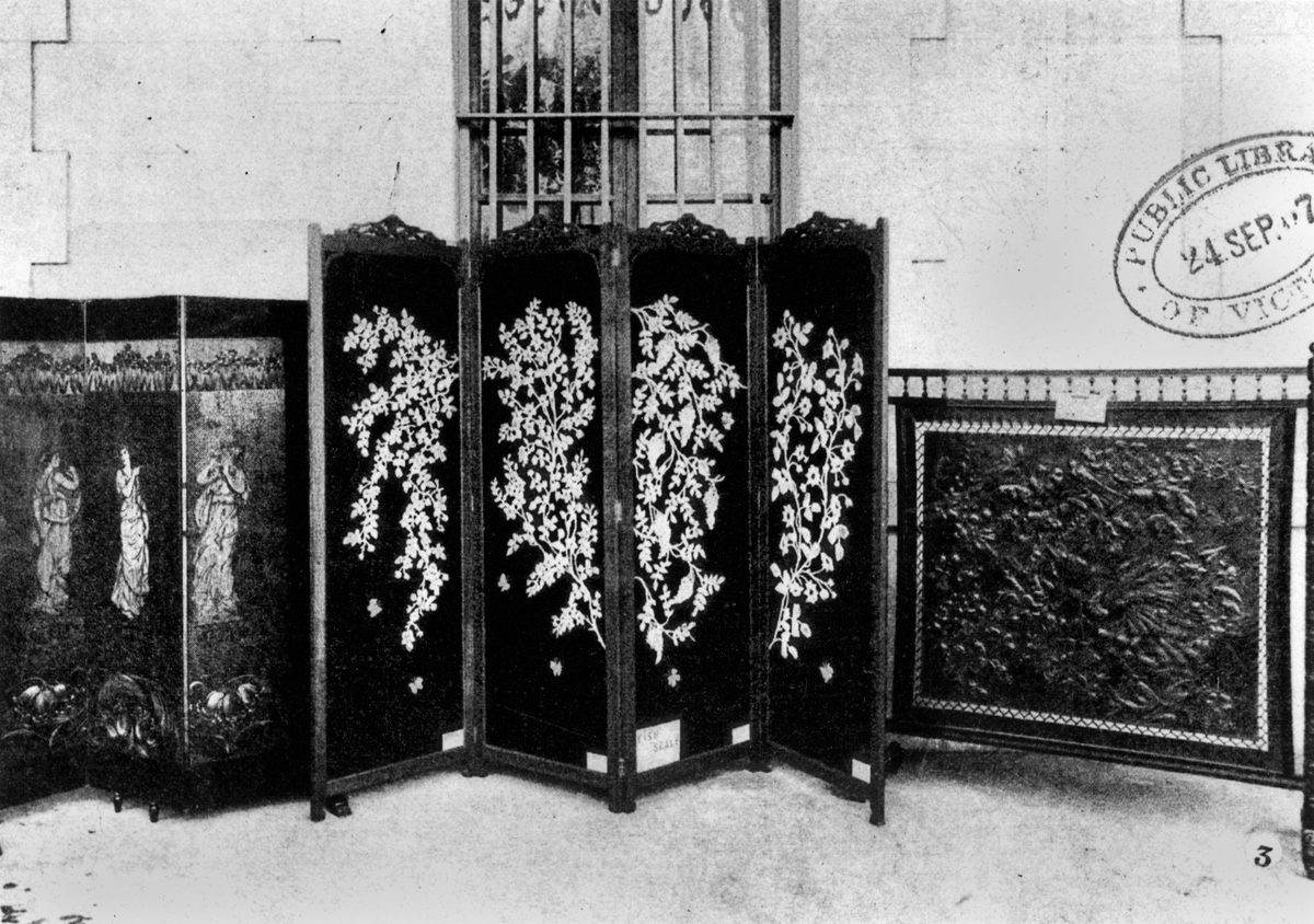 Oriental-style screens for the Australian Exhibition of Women's Work, September 1907