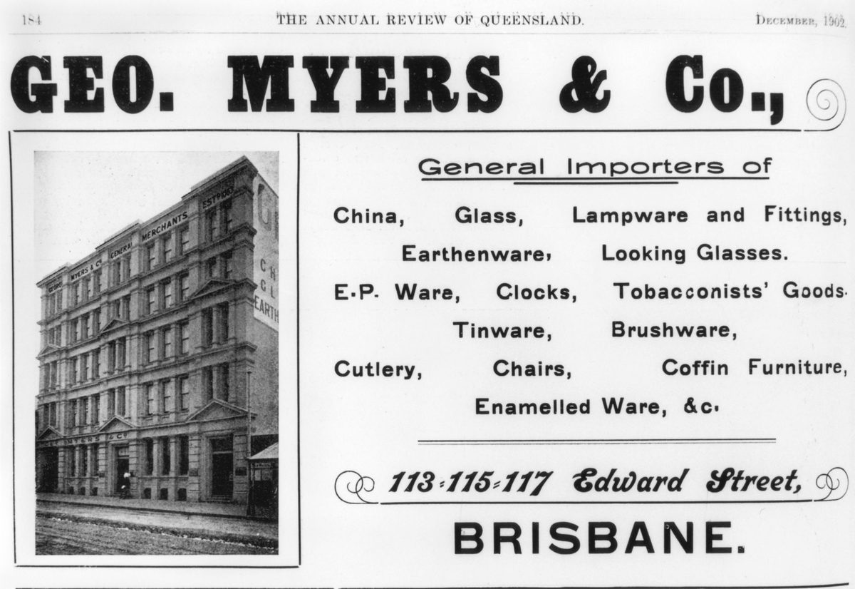 Premises of George Myers in Edward Street, Brisbane, 1902