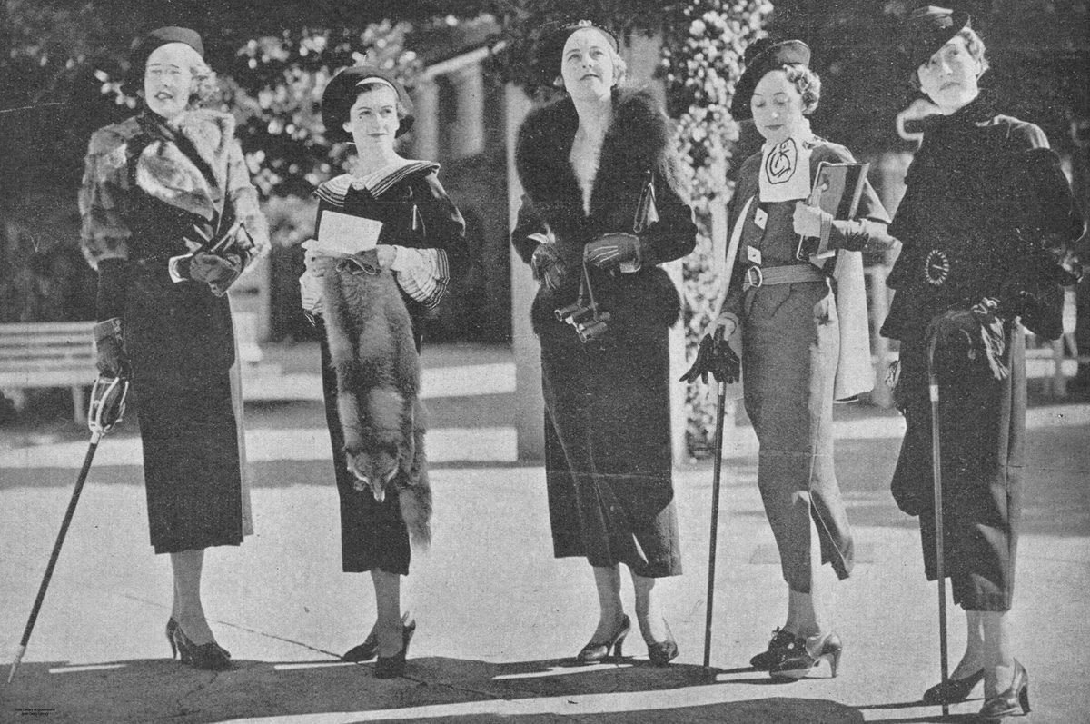 Mannequins modelling race day fashions at Ascot, Brisbane, 1935