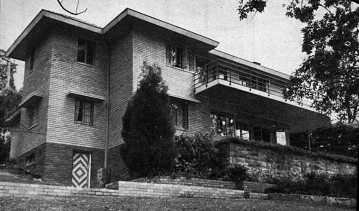 Three storeyed brick residence of C.W.T. Fulton at Indooroopilly, Brisbane, 1949