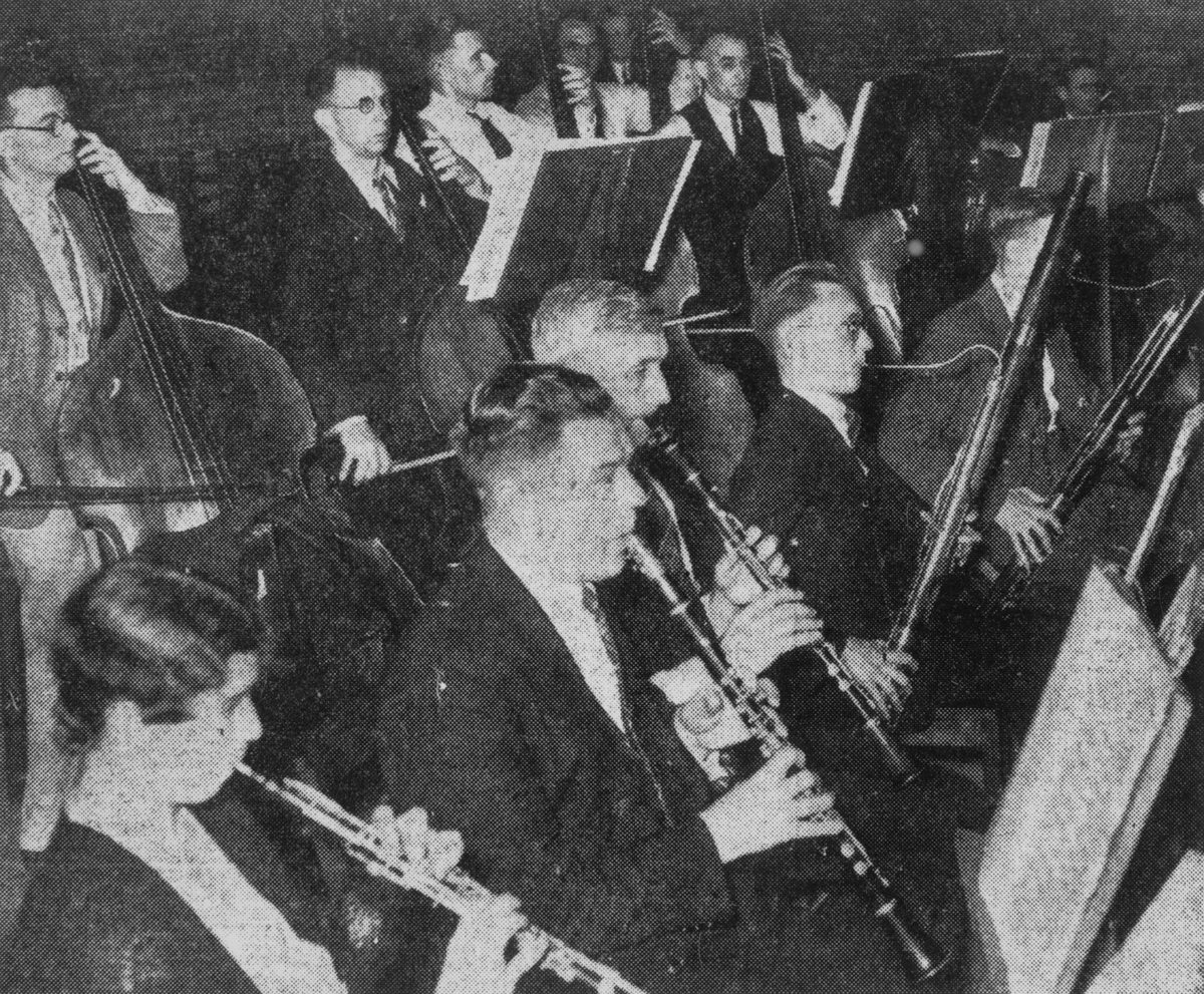 Members of the wind and string sections of the ABC Orchestra, Brisbane, 1937