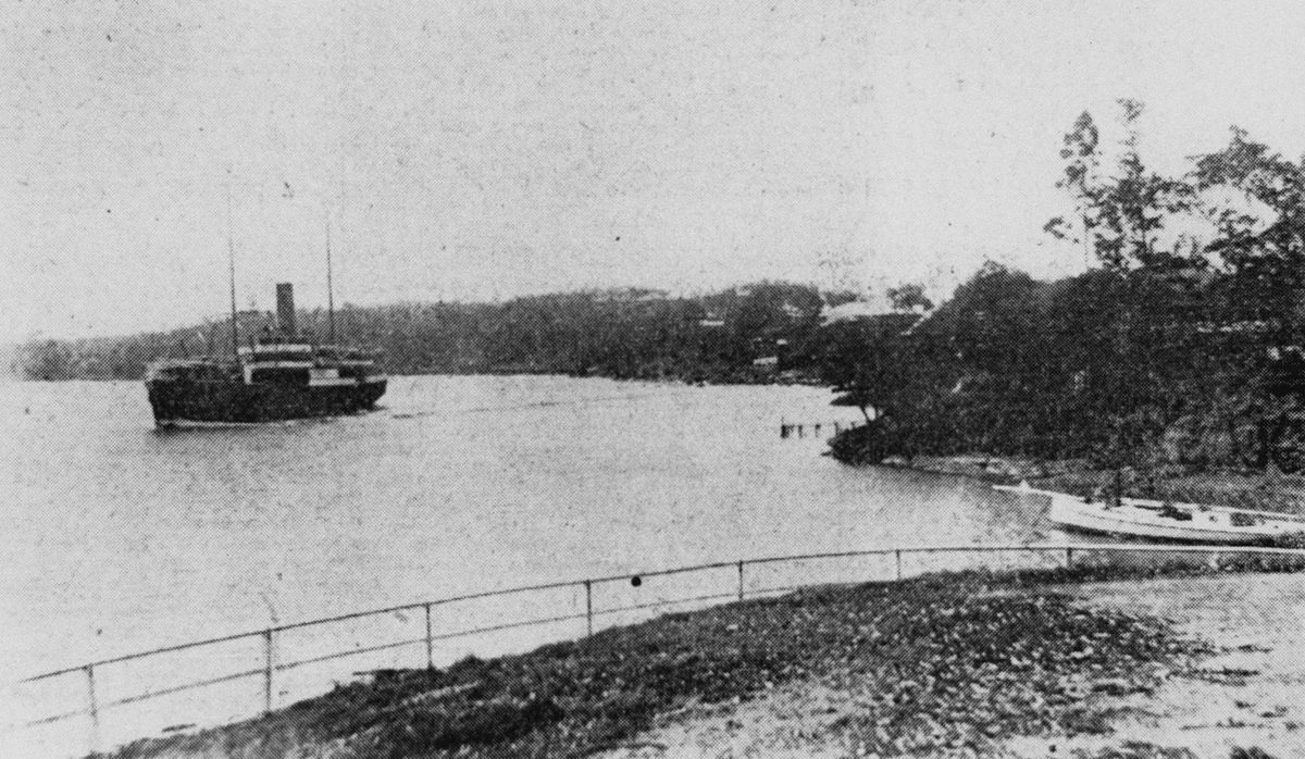 Ship sailing on the Brisbane River at Humbug Reach, 1906