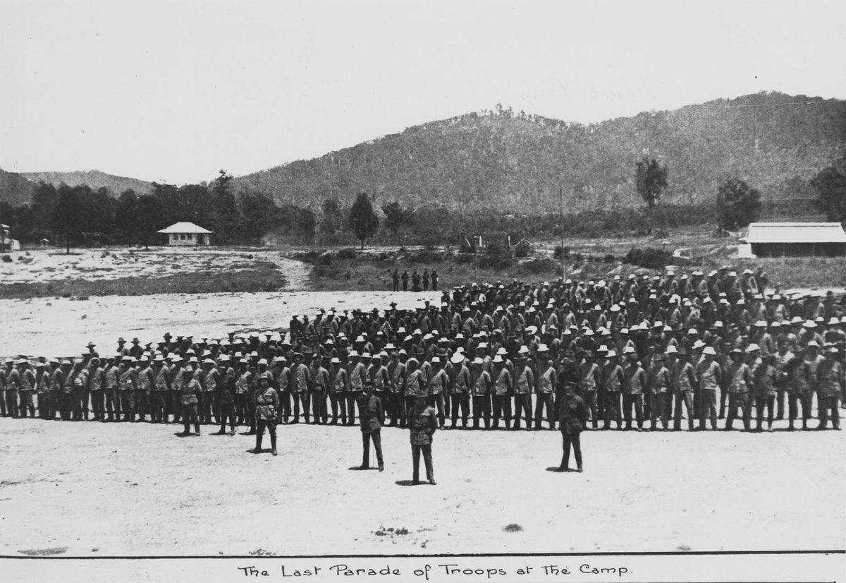 Last parade of troops at Fraser's Camp, Enoggera, 1917