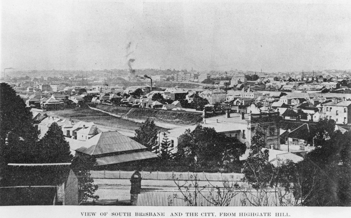 View of South Brisbane and the city, from Highgate Hill, 1900