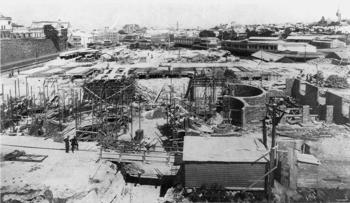 Foundations of the Holy Name Cathedral in Ann Street, Brisbane, in 1928