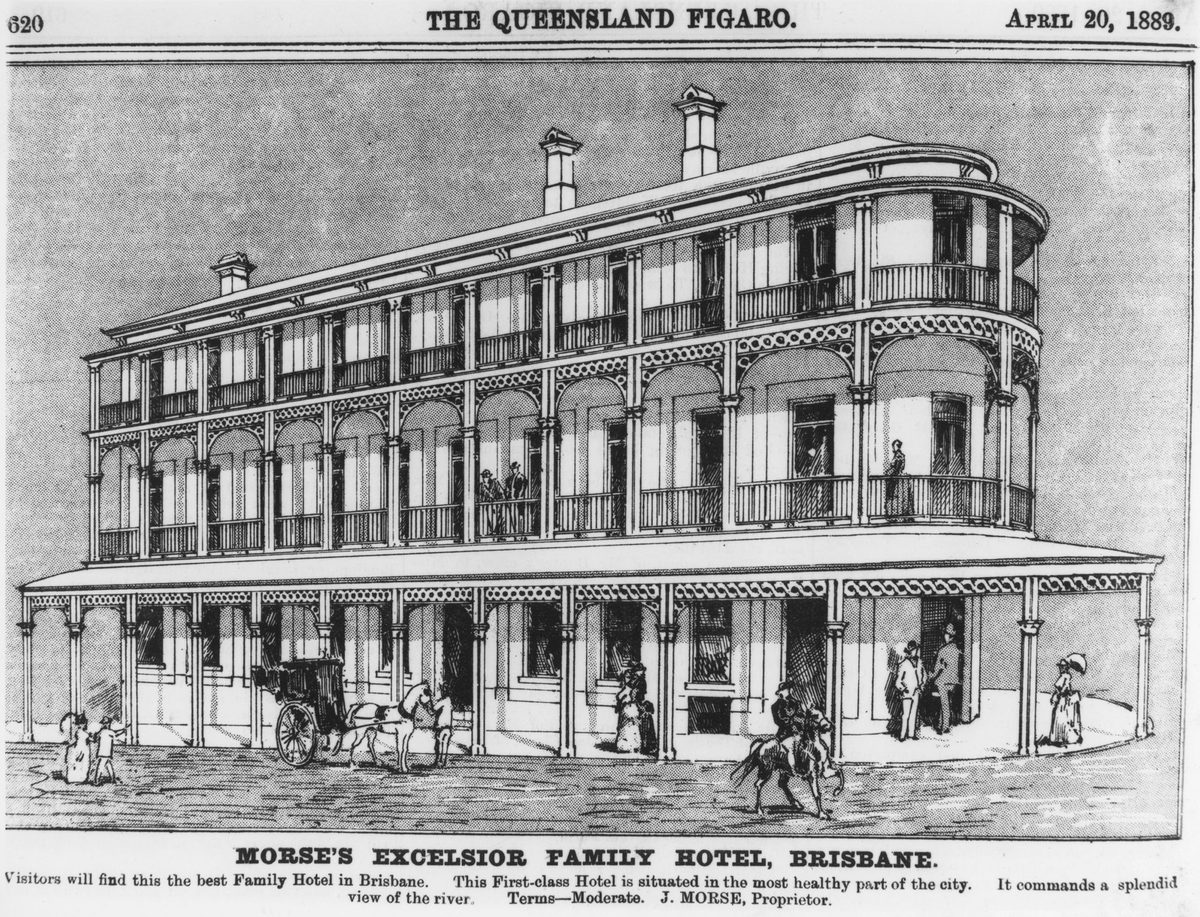 Morse's Excelsior Family Hotel, Brisbane, 1889