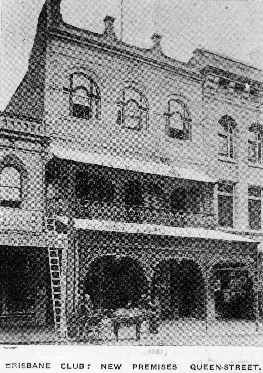 Exterior view of the Brisbane Club in Queen Street, 1906