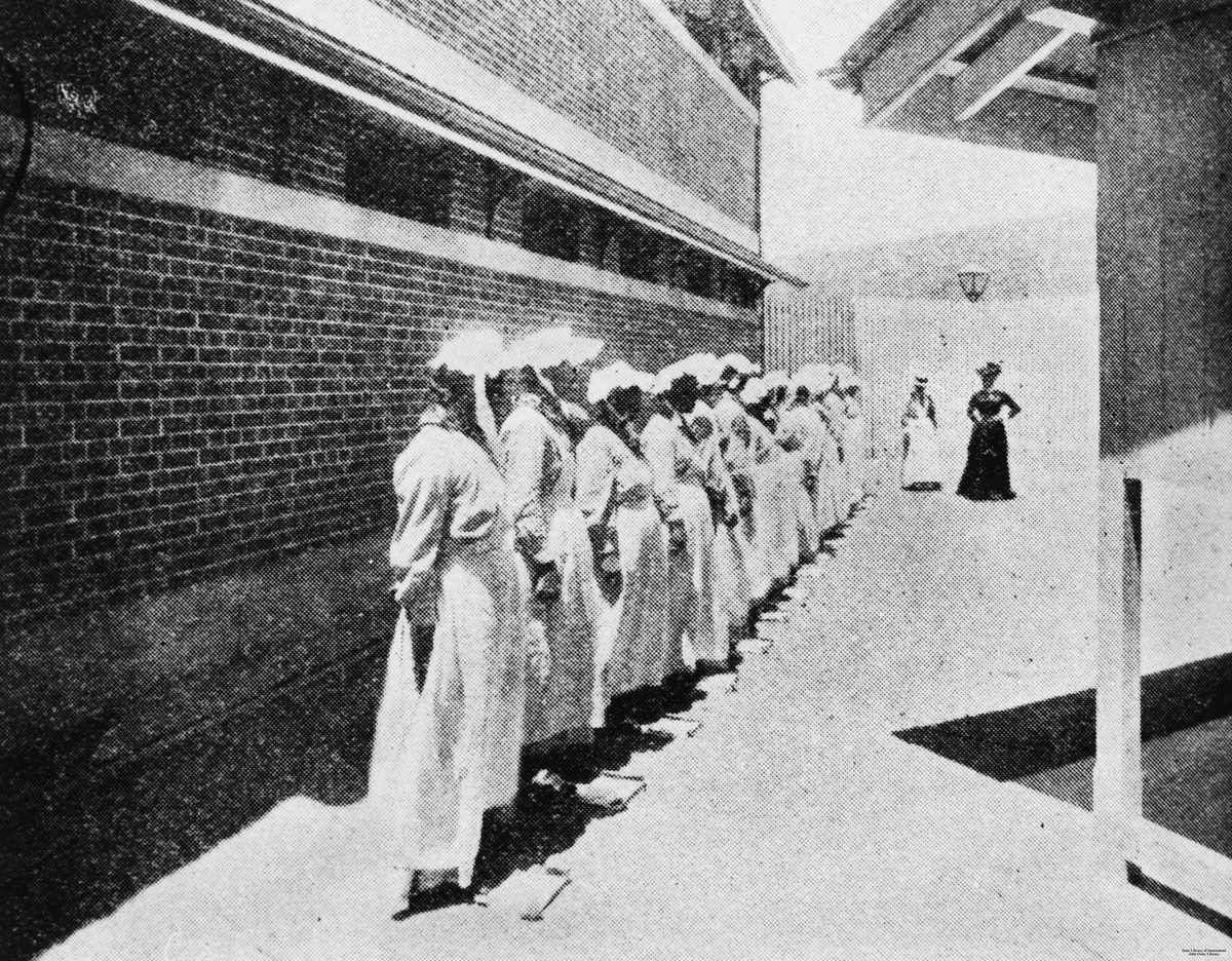 Kit inspections at the new female division of the Boggo Road Gaol, Brisbane, 1903