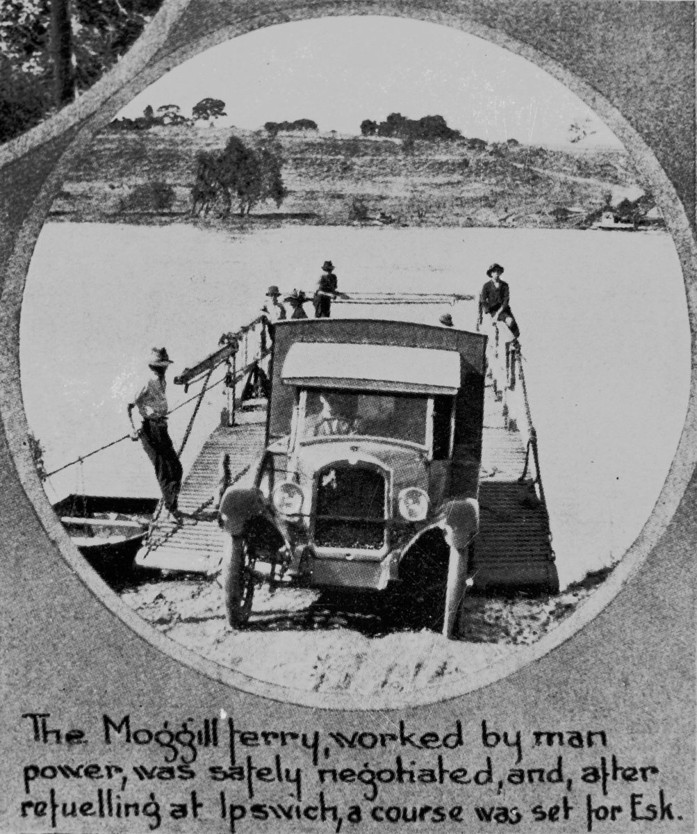 Crossing the Brisbane River on the Moggill Ferry in 1928