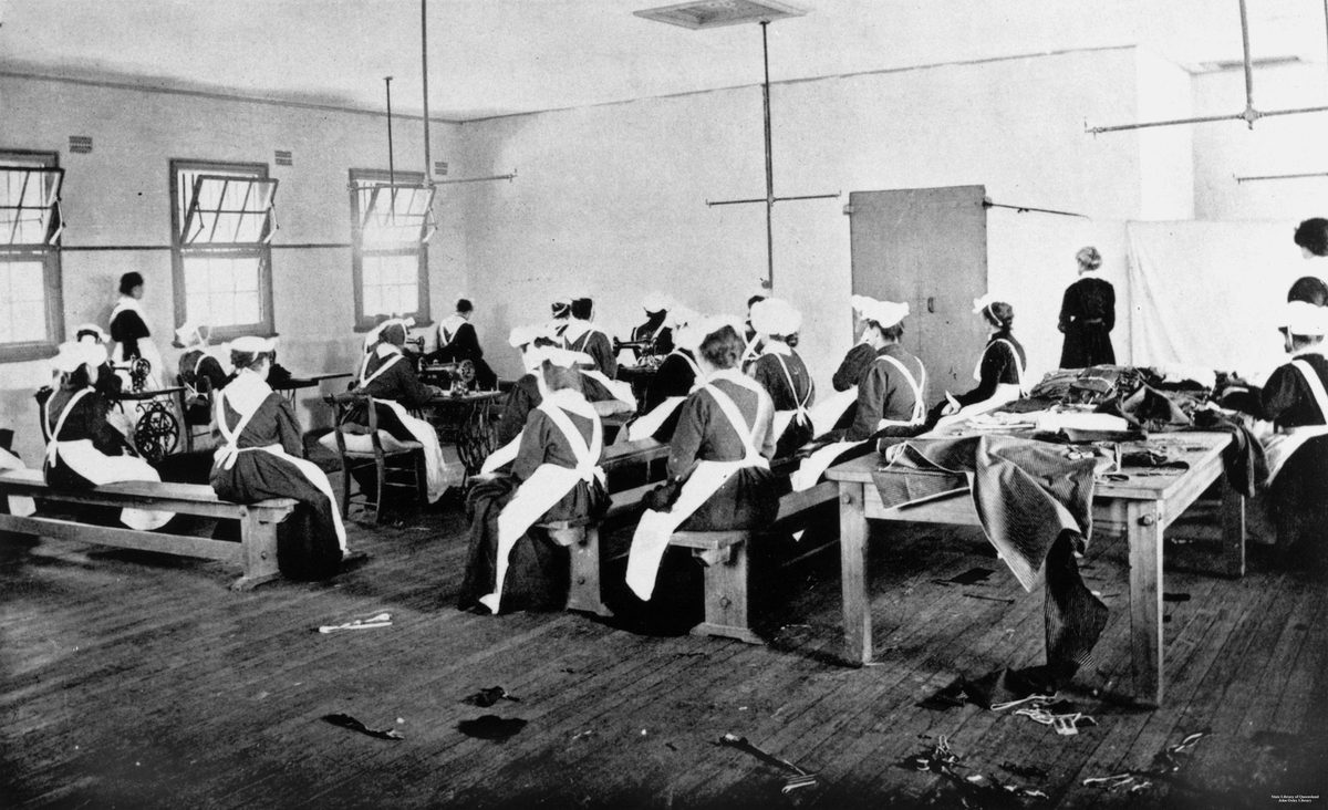Tailoring and garment making in the female division of Boggo Road Gaol, Brisbane, 1913