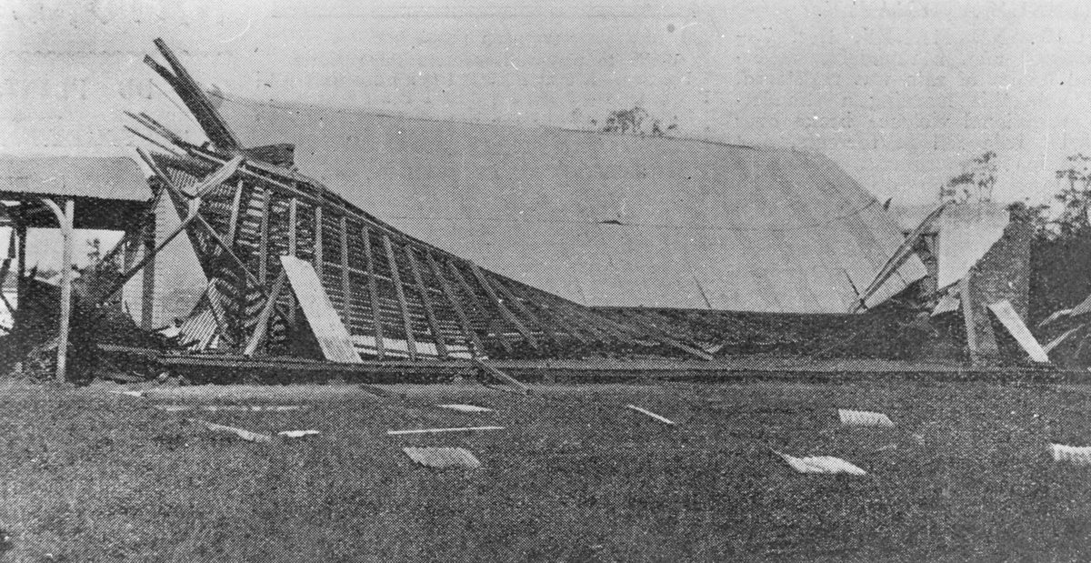 Storm damaged building at St. Vincent's Orphanage, Nudgee, 1905