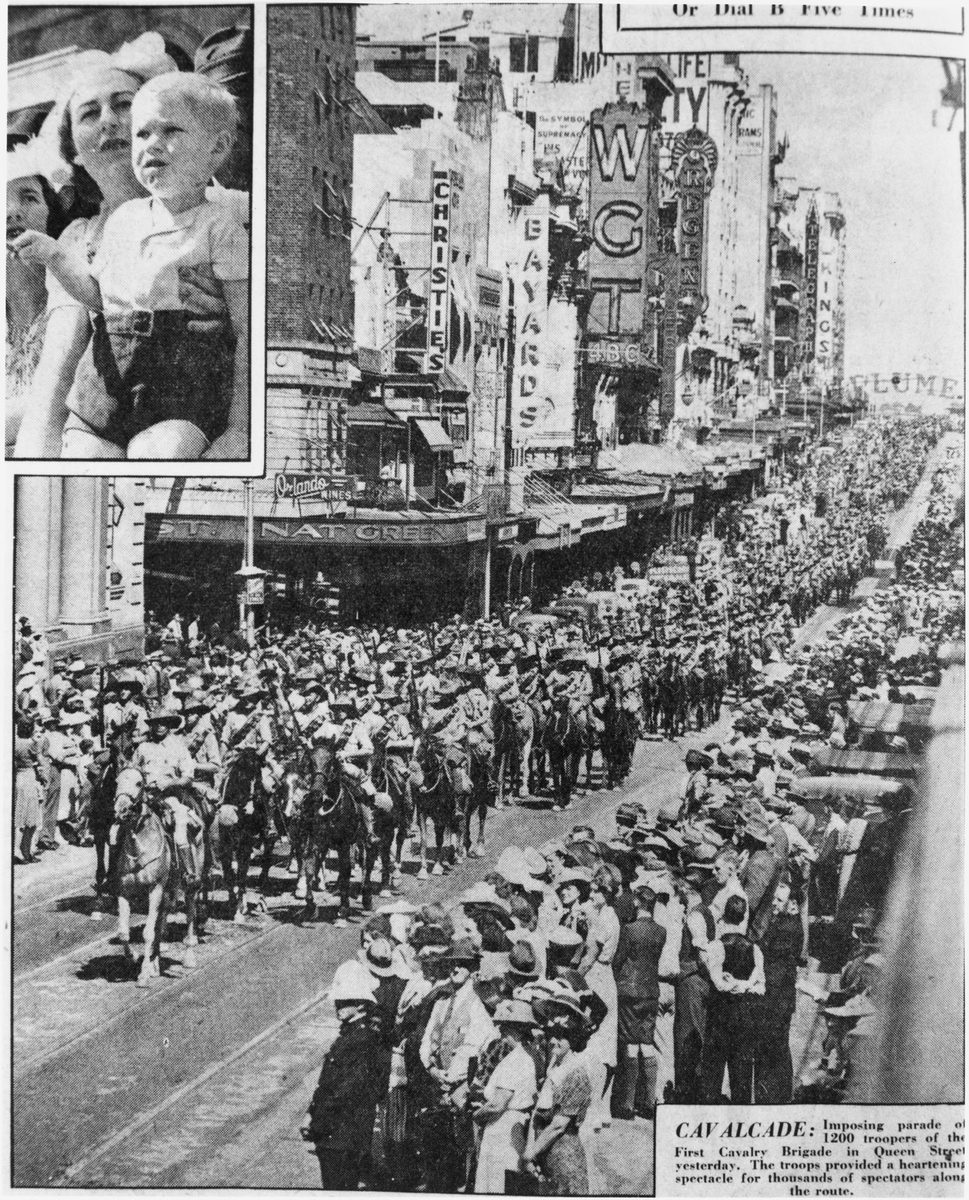 First Calvary Brigade parade in Queen Street, Brisbane, 1940