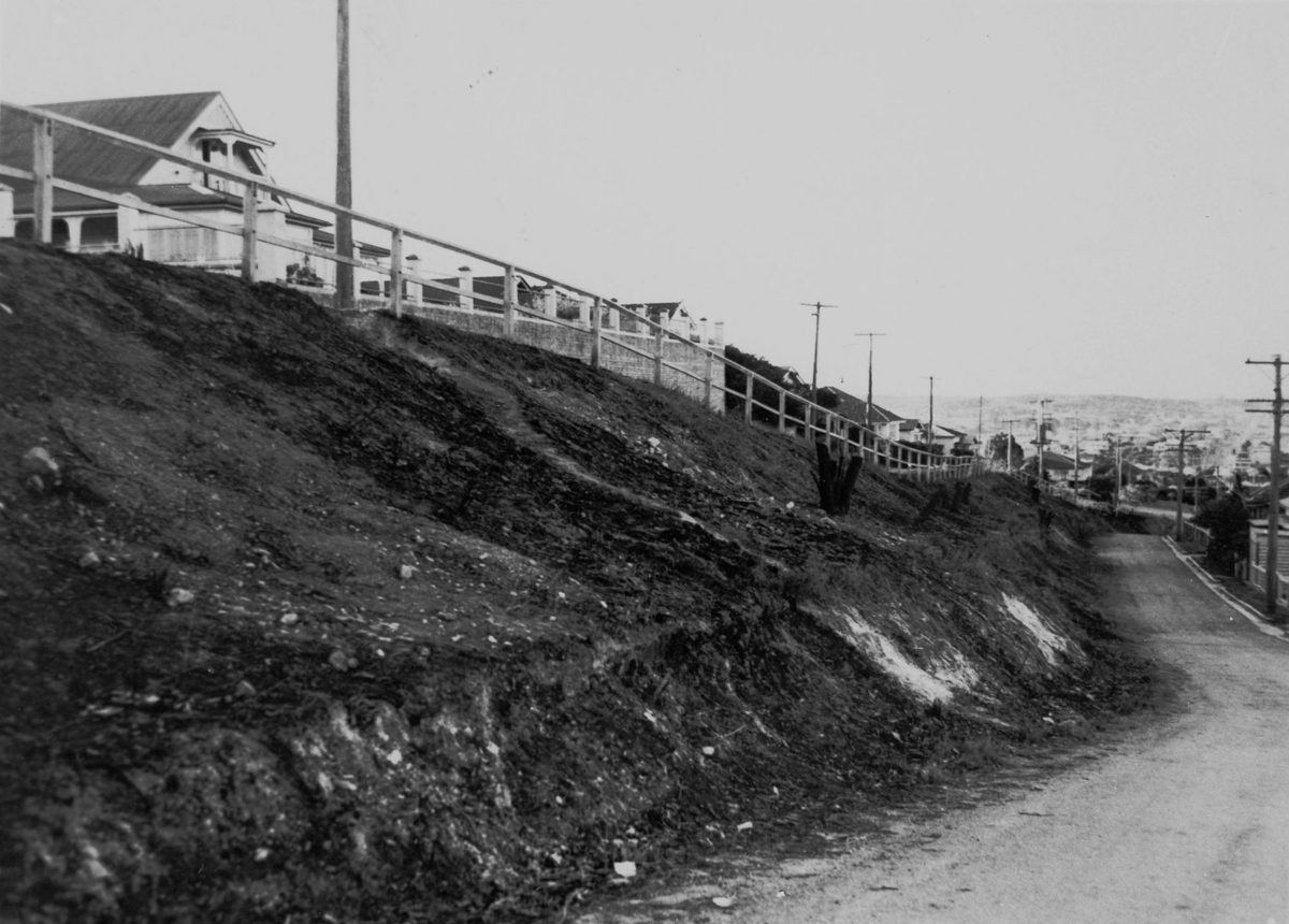 Houses in an elevated Wilston street, Brisbane, 1948