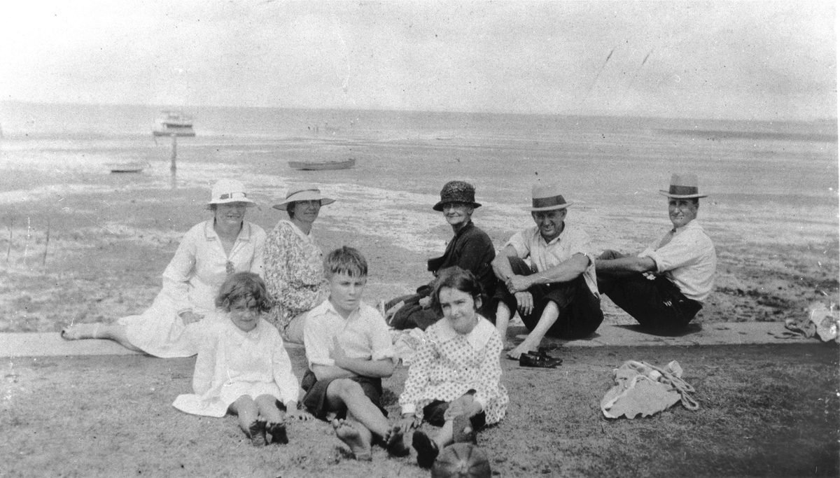 On the sea wall at Manly, Brisbane, 1936