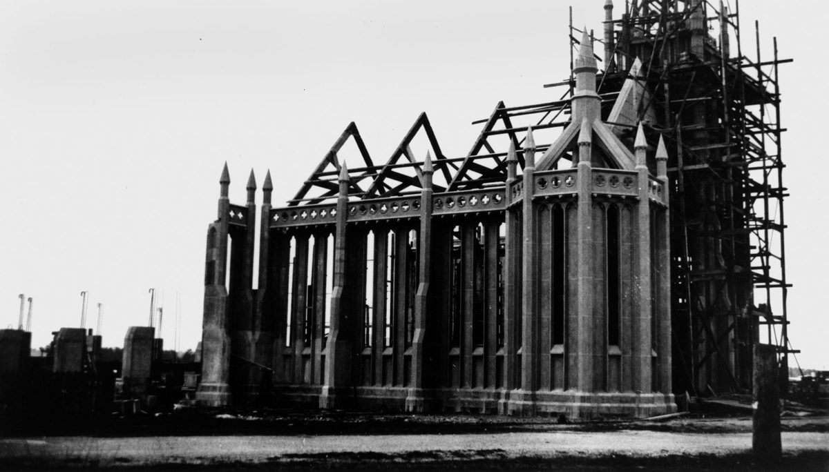 Graceville Uniting Church in the course of erection in 1929