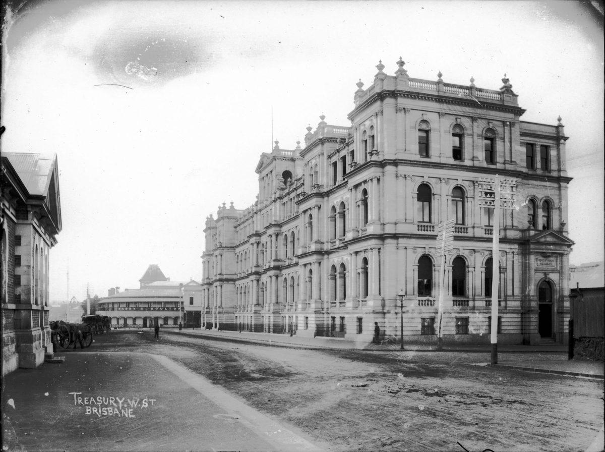 Treasury Building from William Street, 1890