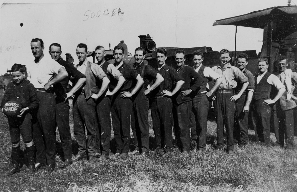 Soccer team from the Brass Shop at the Railway Workshops, Ipswich, 1924