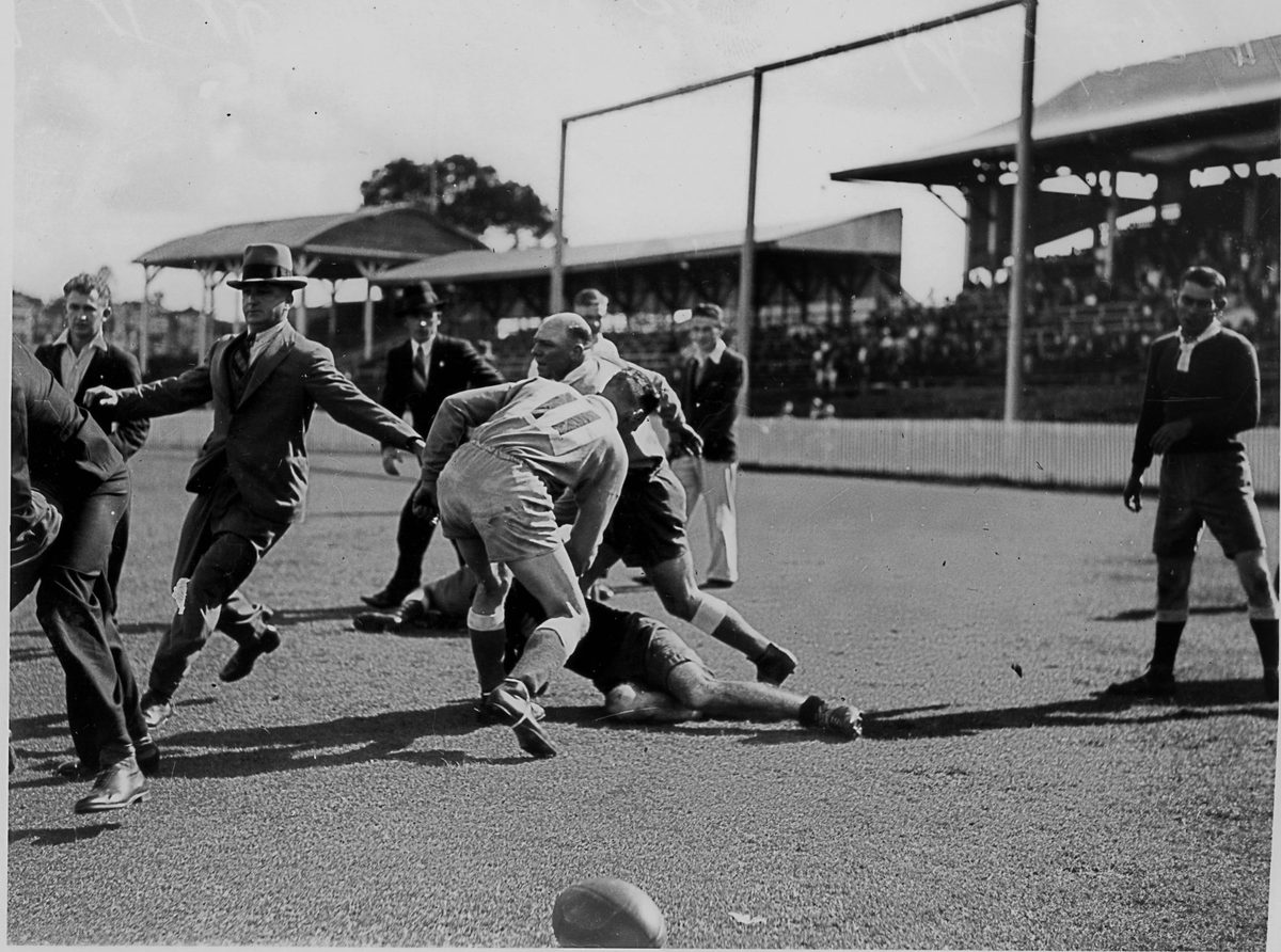 Football brawl at The 'Gabba, April 1935