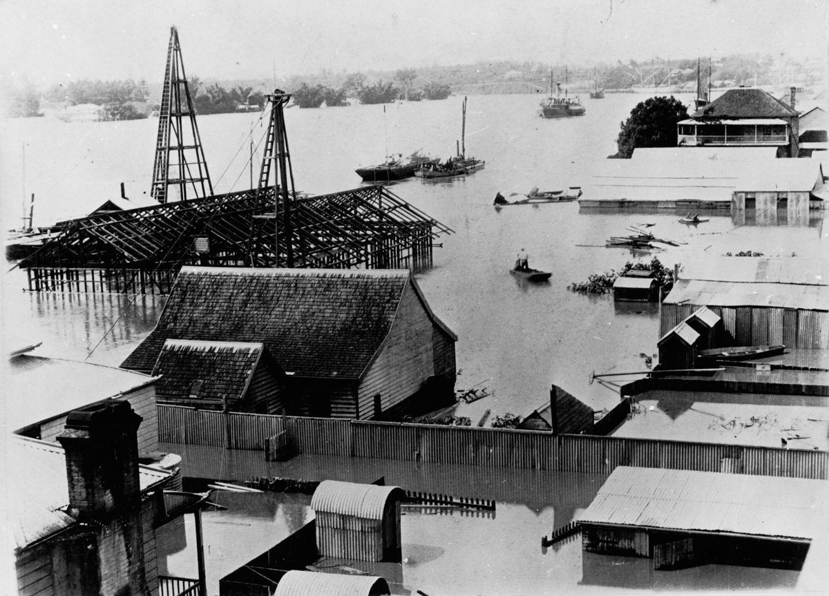 Stanley Street, South Brisbane, during the 1890 flood
