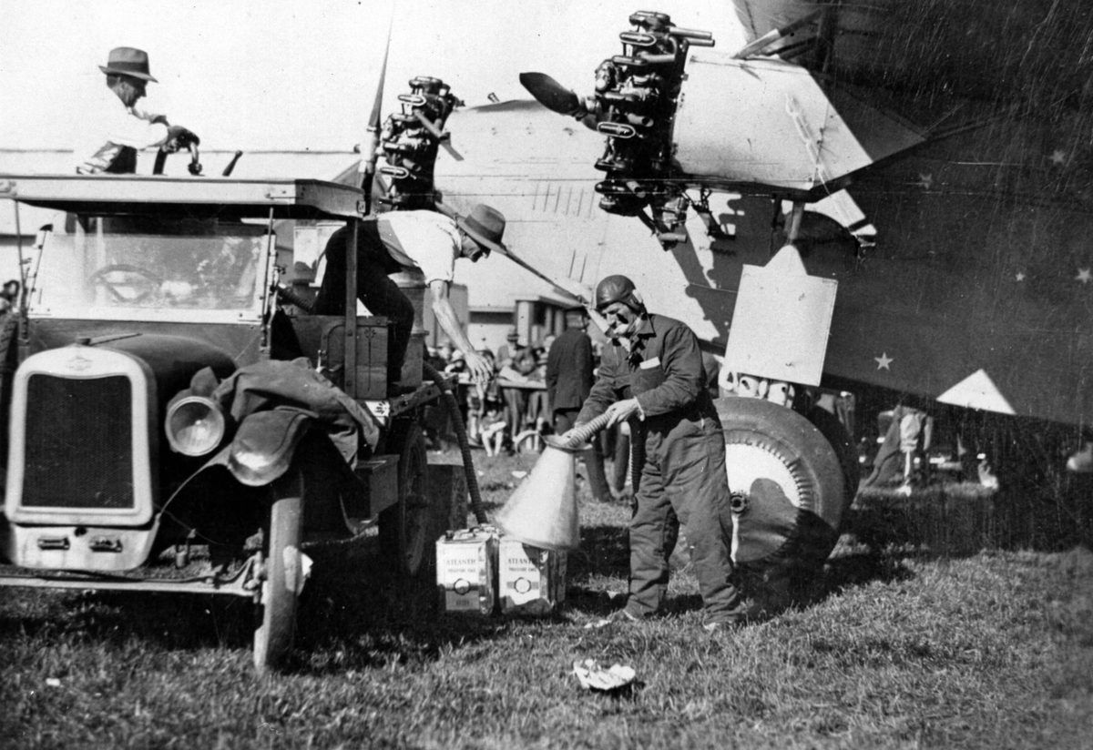 Refueling Southern Cross during the last leg of the Trans- Pacific flight