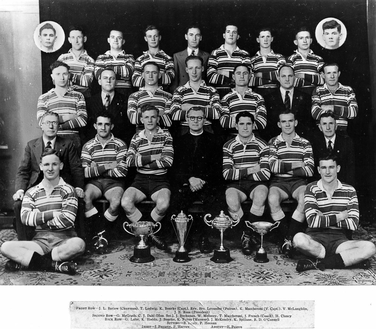 Christian Brothers' Old Boys' Football Club, 'A' Grade team who won several Rugby Union trophies in 1949