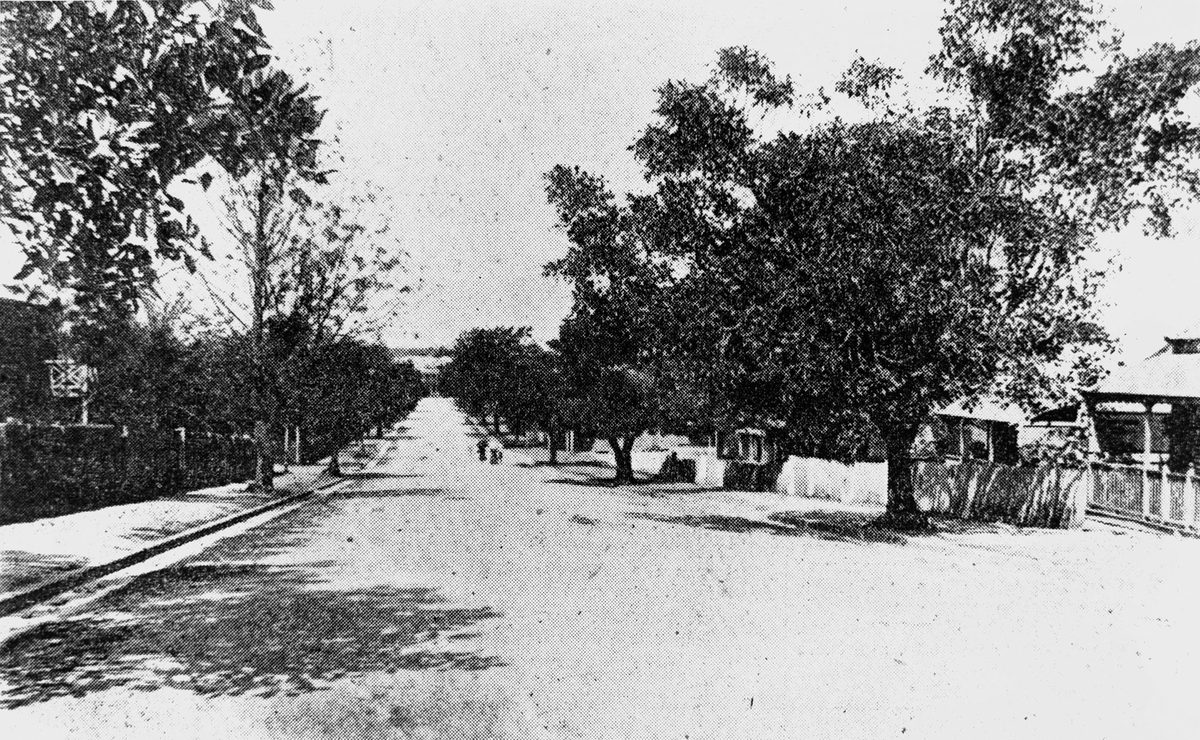 Looking along Shafston Road, Kangaroo Point, Brisbane in 1906