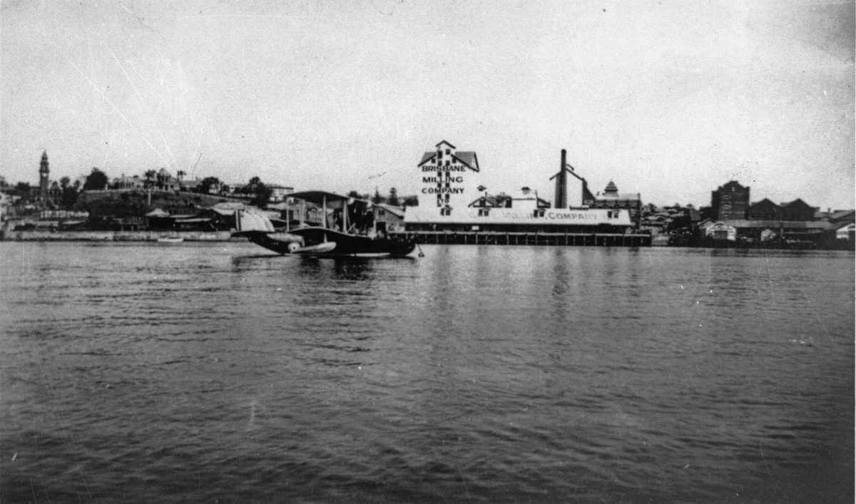 Southhampton Flying Boat anchored in the South Brisbane Reach of the Brisbane River, 1929