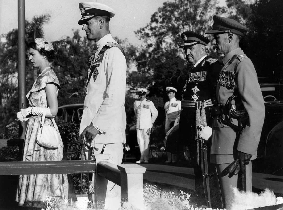 Queen Elizabeth II and Prince Philip, The Duke of Edinburgh, arrive at Government House, Brisbane, 1954