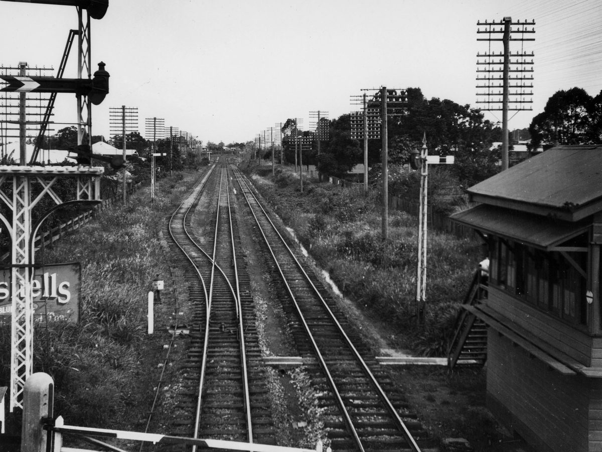 Looking along the railway lines towards Corinda, Brisbane, 1931
