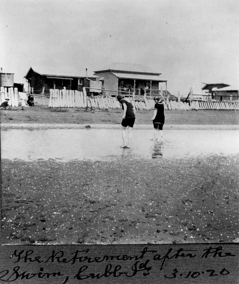 Sea bathing on the foreshore at Cribb Island, Queensland, 1920