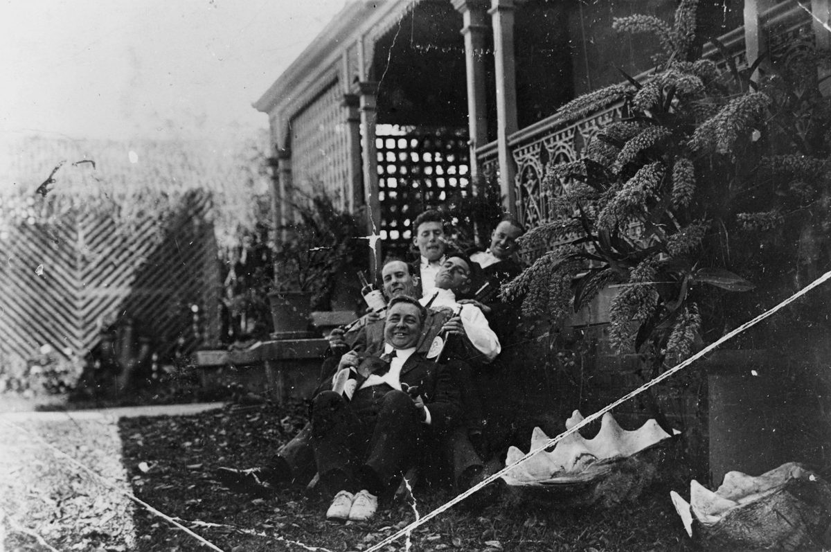 Members of the Le Brocq family in the garden of Cairnsville, New Farm, Brisbane, 1911