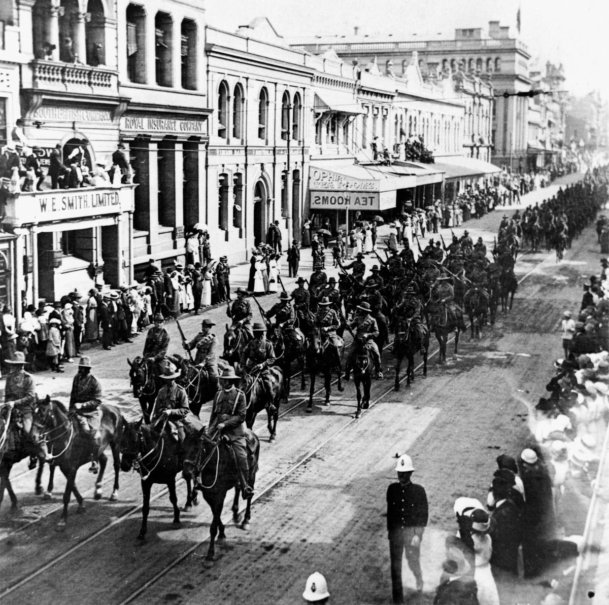 Mounted Infantry of the Expeditionary Force in Queen Street, Brisbane, 1914