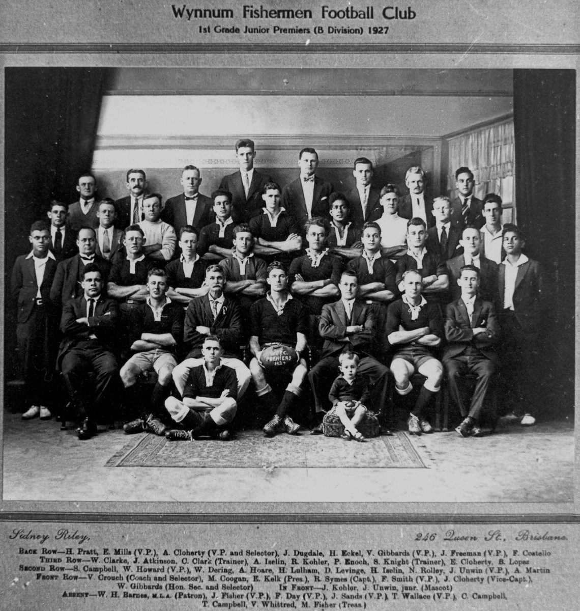 Wynnum Fishermen Football Club, First Grade Junior Premiers (B Division), 1927