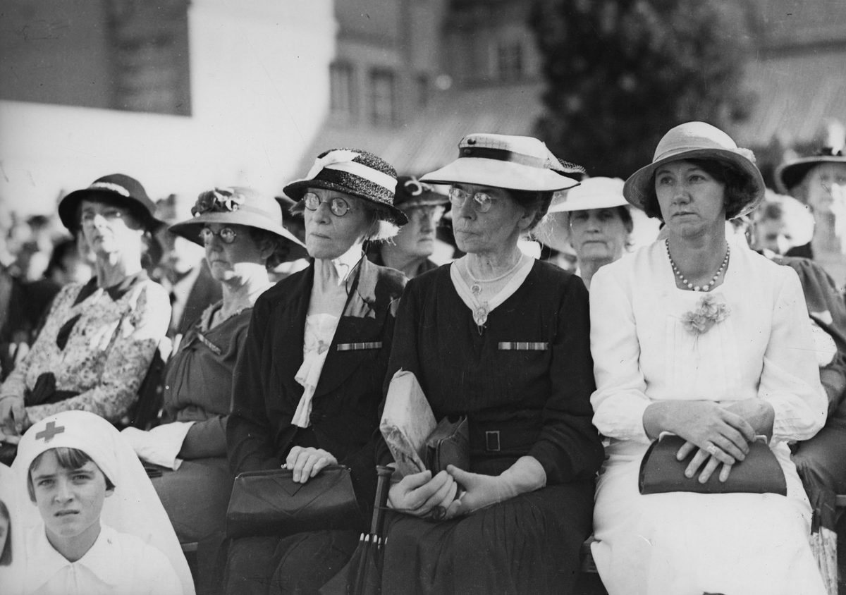 Group of women at the Anzac Day observance, Shrine of Remembrance, Anzac Square, Brisbane, 1937